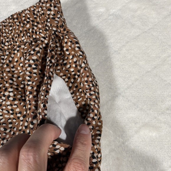 Tahari 100% Linen Flared Mini Skirt Ruffled Hem Stretch Brown Tan Women's Sz M - Picture 3 of 7